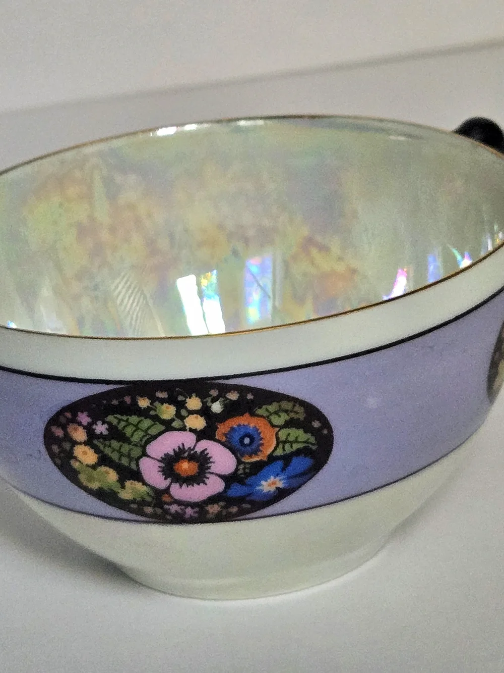 ANTQ/VTG 20s/30s Moschendorf Bavaria Art Deco Lusterware Teacup Black Purple